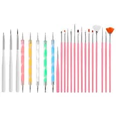 Kit Completo de Nail Art com 23 Peças Pincéis e Boleadores para Manicure Profissional