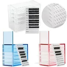 Organizador de Cílios Acrílico com Tampa e Placas para Lash Design