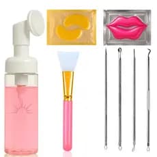 Kit Skincare Completo Pump + Espátula de Silicone + Pad Labial + Pad Olheira + Extrator de Cravos