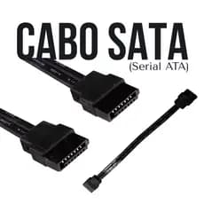 Cabo SATA  Serial ATA Preto 15 cm para Conexão HD SSD e Drives Ópticos em Computadores  e Notebooks