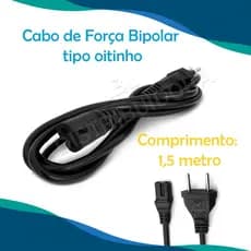 Cabo De Força Bipolar 2 Pinos Para Impressora, Notebook E Rádio (MEX)