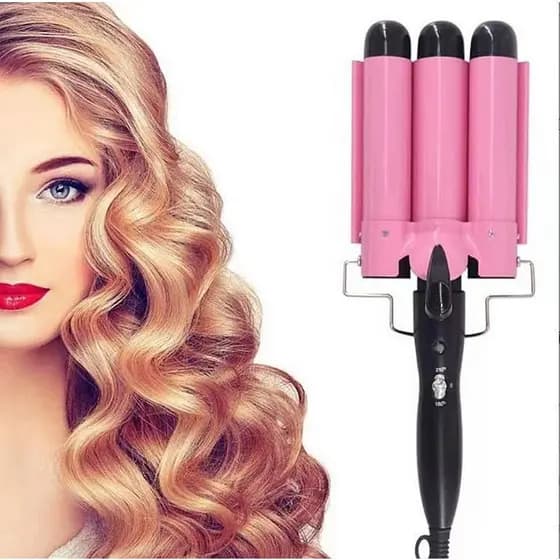 Chapinha Triondas Ondulador Formador Triplo 22mm Modelador de Cachos Onda Cabelo Cerâmica 200°C