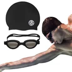 Kit Óculos Natação Piscina Adulto Não Embaça + Touca De Silicone