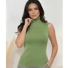 Blusa Feminina Tricot Garrafinha Blogueirinha Gola Alta Estilosa Elegante