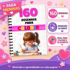 Caderno De Colorir Infantil com 160 desenhos menina