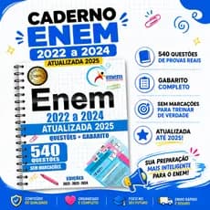 Apostila Enem 2026 Provas Anteriores 2022 a 2025 + Gabarito + Redação + Cartão Resposta