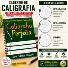 Caderno De Caligrafia para Adultos, Letra cursiva e bastão, várias atividades Para Praticar