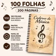 Caderno De Música Partitura Universitário 100 Folhas Grande