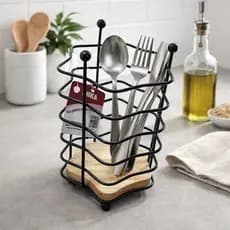 Suporte Talher Organizador Silicone Madeira Ecologico Pratico Compacto