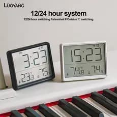 Relógio Eletrônico Temperatura E Umidade Tela Grande Multifuncional 12/24H LCD Display De Tempo Portátil Data