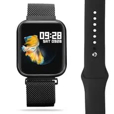Smartwatch T80 Pro Preto com pulseira de metal e silicone, app para iOS e Android P70 P80