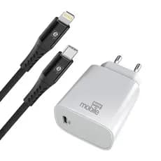 Kit Carregador para iPhone 11, 12, 13 e 14, inclui Carregador PD 25W PD + Cabo USB-C Lightning MFi, 1,5m, Easy Mobile