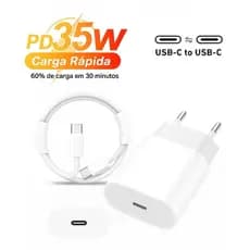 Kit Carregador 15 16 17 iPhone Tipo C Tipo C 35W Fonte Cabo iPhone