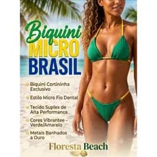 Biquini Cortininha Brasil Copa 26 micro fio regulável tendência verão moda praia blogueira  conforto queridinho do verão