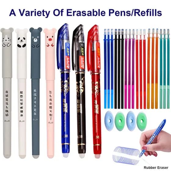 Gel Apagável Conjunto De Caneta 0,5mm Azul Preto Bala Escrita Lisa Escola Ferramentas De Material De Escritório Kawaii Papelaria