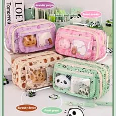 Estojo De Lápis Kawaii , Grande Capacidade , Kapibara , Estudante , Panda , Bolsa Fofa , Material Escolar Júnior , Papel