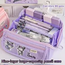 Kawaii Feminino Coração Prisma Lápis Caso Grande Capacidade Estudante De Alto Valor Menina Saco Multifuncional Papelaria