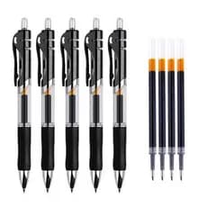 Ready stock! Retractable gel pen set 0.5 mm Ballpoint pen Black blue red available Stationery School office supplies