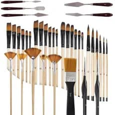 Conjunto De Pincéis Artísticos De 32 Peças , Profissionais Multifuncionais De Luxo Com Cabo De Madeira Para Artista Fino