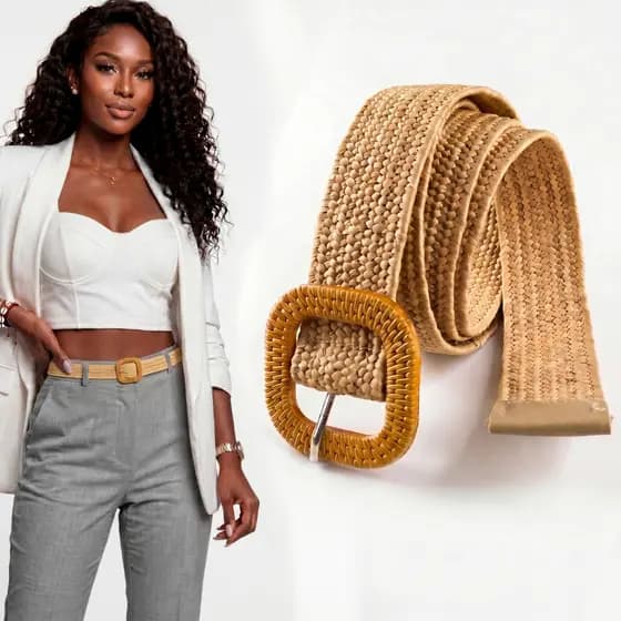 Cinto Feminino Elástico Com Ajuste Flexível Fivela Revestida Resistente Design Elegante 100cm