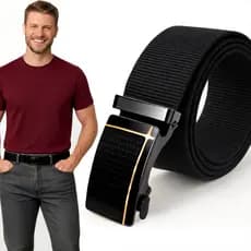 Cinto Masculino Casual Social Estiloso Ajustável 120cm Fivela Automática De Metal