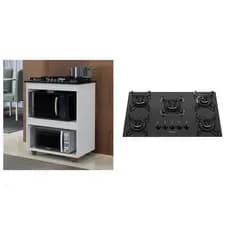 Kit Cozinha Completo – Cooktop Essencial 5 Bocas Vidro Temperado + Balcão Planejado, Compacto e Elegante