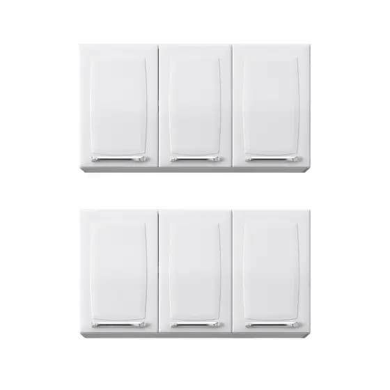 Kit com 2 armários aéreos em aço - 2 Armários aéreos 3 portas cada - ITATIAIA Linha Luce - Moderno e prático