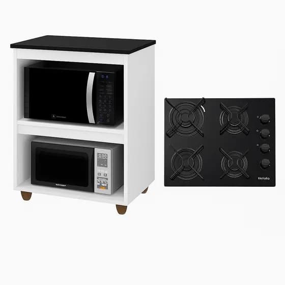 Conjunto Balcão + Cooktop Itatiaia 4 Bocas Vidro Temperado – Design Moderno e Eficiência para Sua Cozinha