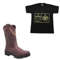 Kit Premium: Bota de Couro Cabicera e Camiseta Personalizada para um look completo