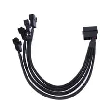 Cabo Adaptador Cooler Fan 3 Ou 4 Pinos Conector Molex (Fonte) 1 Para 4 Portas 30Cm