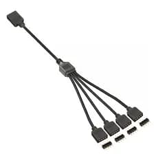 Cabo Adaptador Rgb 4 Pinos 12V Com 4 Portas Led Com 30Cm Preto
