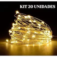 Kit 5 / 10 / 20 Fio Fada Luz Led 2 Metros Branco Quent Decoração Natal Cordão Led Pront Entreg