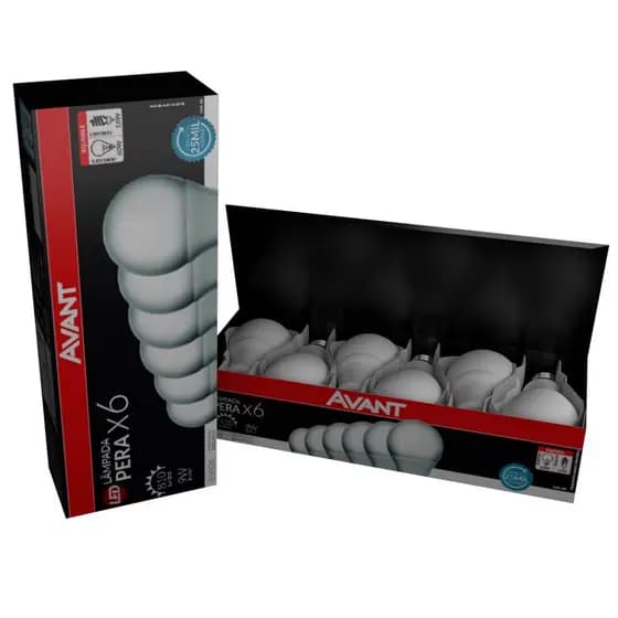 Kit Pack com 6 Lâmpadas Led Pera 9w Lampadas Bivolt AVANT (KIT 6 Lampadas)