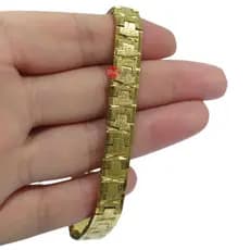 Pulseira Dourada Masculina Aço Inox