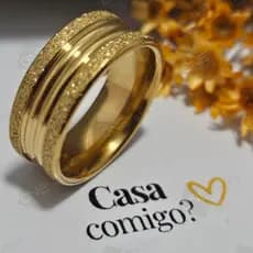 Aliança de Casamento Larga 8mm Diamantada com Friso Aço Inox