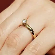 Solitário anel dourado e prata casamento 2mm aço inox