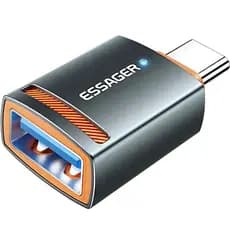 Adaptador OTG USB 3.0 Plug Fêmea Para USB-C Tipo C Macho Transferência até 5gbps Dados e Carregamento Notebook e Macbook
