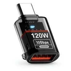 Adaptador Tipo C para USB 3.2 OTG, 10Gbps, Carregamento Rápido 120W Conversor Macho USB-C para USB A