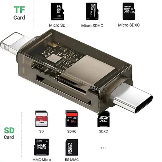Leitor Lightning E Usb-c Multi-cartao Cópia De Arquivos