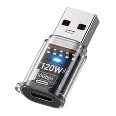 Adaptador USB 3.2 OTG PARA USB-C 10Gbps, Carregamento Rápido 120W Conversor Macho USB-A para USB C