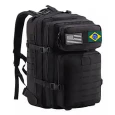 Mochila Tática Impermeável Militar Reforçada Grande 50litros Cor Preto Desenho do tecido Liso