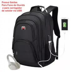 Mochila Grande Executiva Notebook Impermeável Saída Usb e Saída Fone Oferta