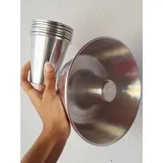 KIT 6 COPOS DE ALUMÍNIO POLIDO + 1 FORMA P/ BOLO, N°18