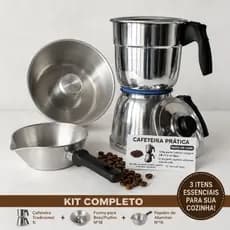 Kit Cozinha 3 Peças Cafeteira 1L + Forma Para Pudim Nº18 + Papeiro Alumínio Nº16