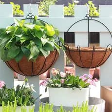 Meio Vaso 25cm Parede De Ferro Com Fibra Coco Jardim Flores
