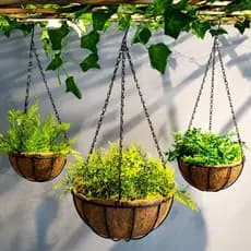 Vaso Pendurar 30cm Pendente Ferro Fibra Coco Para Jardim Flores Decoração Plantinhas