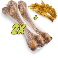 Kit 2 Osso Petisco Pet Fêmur Desidratado 100% Natural Defumado + 3 Pé