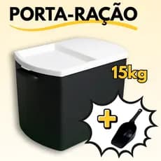 Container Porta Ração Canister Plástico Com Tampa + Pá Dosadora 15 Kg Preto