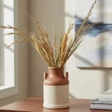 Vaso Latao Em Ceramica Com Flores Secas Decoração De Sala