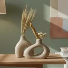 Dupla De Vaso Moderno Com Arranjo De Flores Secas MODERNO